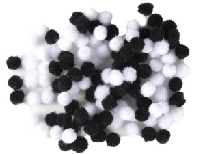 Pomponiki 9 mm opak 120 szt MIX Biało-Czarne