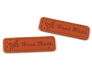 Zawieszka metka skórzana HAND MADE (brązowa) 2szt