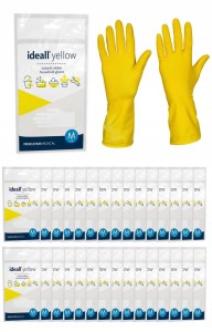 Rękawice Gospodarcze Lateksowe / Żółte / Rozmiar: 8 - M / Ideall Yellow - 120 szt.