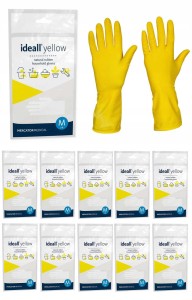Rękawice Gospodarcze Lateksowe / Żółte / Rozmiar: 8 - M / Ideall Yellow - 12 szt.