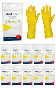 Rękawice Gospodarcze Lateksowe / Żółte / Rozmiar: 9 - L / Ideall Yellow - 12 szt.