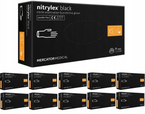 Rękawice Nitrylowe 100 sztuk / Czarne / Rozmiar: 6 - XS / Nitrylex Black - 10 szt.