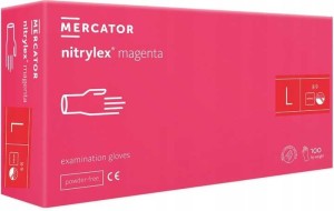 Rękawice Nitrylowe 100 szt. 9-L Nitrylex Magenta