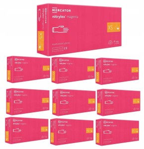 Rękawice Nitrylowe 100 szt. 6-XS Nitrylex Magenta - 10 szt.