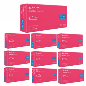 Rękawice Nitrylowe 100 szt. 8-M Nitrylex Magenta - 10 szt.