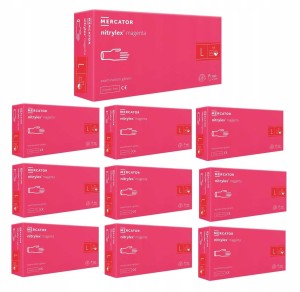 Rękawice Nitrylowe 100 szt. 9-L Nitrylex Magenta - 10 szt.