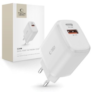 TECH-PROTECT C20W 2-PORT NETWORK CHARGER PD 20W / QC3.0 WHITE
