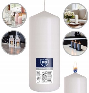 AURA Świeca Walec Biała 48h sw60/150-090