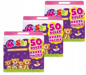 Papier toaletowy 50R MIŚKI 3W - 150 Rolek
