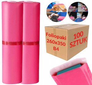 Foliopaki Kurierskie Różowe B4 260x350mm - 100 szt.