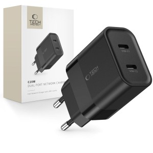 TECH-PROTECT C20W 2-PORT NETWORK CHARGER PD 20W BLACK
