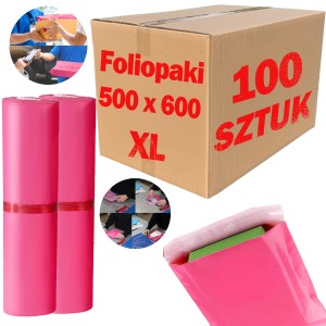 Foliopaki Kurierskie Różowe XL 500x600mm - 100 szt.
