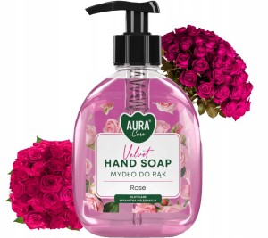 AURA Care Mydło Do Rąk Nawilżające Róża 300 ml Z Dozownikiem AHS-001-001