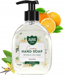 AURA Care Mydło Do Rąk Kremowe Wanilia 300 ml Z Dozownikiem AHS-001-003