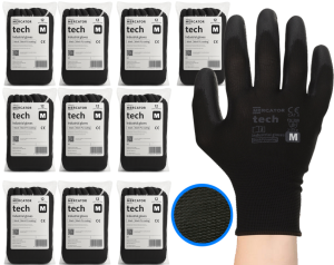 Rękawice Robocze MERCATOR Tech Black+Black PU - M - 120 Par
