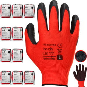 Rękawice Robocze MERCATOR Tech Red+Black Latex - L - 120 Par