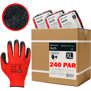 Rękawice Robocze MERCATOR Tech Red+Black Latex - XL - 240 Par