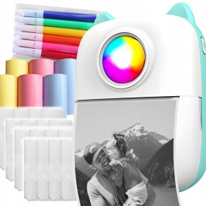 ZESTAW 27 W 1 MINI DRUKARKA PRZENOŚNA BEZPRZEWODOWA C26 NIEBIESKI