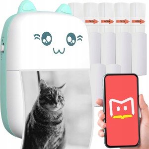 ZESTAW 11 W 1 MINI DRUKARKA PRZENOŚNA BEZPRZEWODOWA NIEBIESKA C28