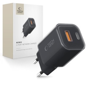 TECH-PROTECT NCM33 2-PORT NETWORK CHARGER PD 33W / QC3.0 BLACK
