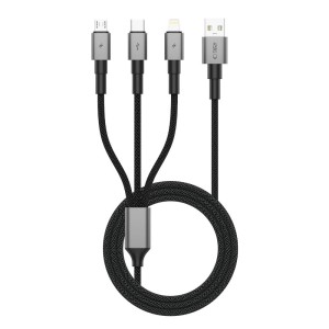 TECH-PROTECT ULTRABOOST DNA 3IN1 LIGHTNING & TYPE-C & MICRO-USB CABLE 3A 120CM IRON GREY