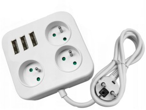 LISTWA ZASILAJĄCA PRZEDŁUŻACZ 3 GNIAZDA + 3 USB