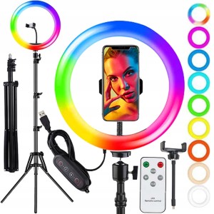 LAMPA PIERŚCIENIOWA KOLOROWA RGB 33cm 150W RL-14