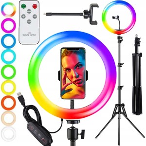 LAMPA PIERŚCIENIOWA KOLOROWA RGB 26cm 120W RL-13