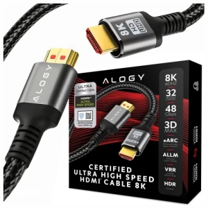 Kabel HDMI 2.1 Alogy 3m 4K 8K PREMIUM MIEDŹ ULTRA High Speed 60Hz 48GBps Czarny