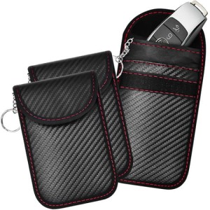 Antykradzieżowe etui na klucze Alogy pokrowiec blokujący sygnał ochrona RFID 13x8.2cm karbon czarny 2szt