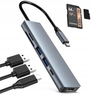 ADAPTER MACBOOK 6w1 PODŁUŻNY Z KABELKIEM H4