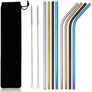 ZESTAW METALOWYCH SŁOMEK WIELOKOLOROWE MSS-200