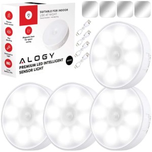4x Lampka lampa LED czujnik ruchu zmierzchu nocna Alogy Sensor Light Bezprzewodowa oświetlenie meblowe Światło białe 6000k