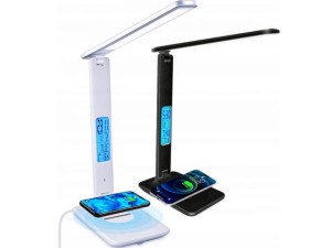 LAMPKA BIURKOWA LED SZKOLNA USB ZEGAR ŁADOWARKA