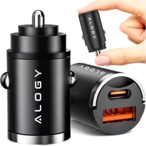Ładowarka samochodowa USB QC 4.0 + USB-C typ C PD 30W szybka mocna do telefonu Alogy Car czarna
