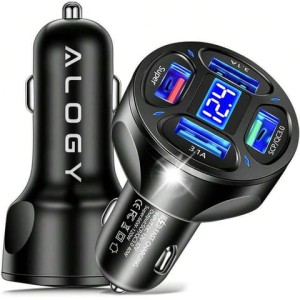 Ładowarka samochodowa 4x USB QC 3.0 66W szybka mocna do telefonu samochodu Alogy Car czarna