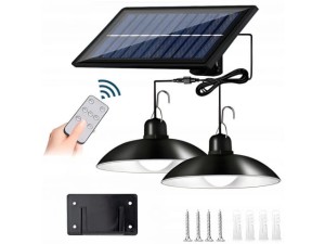 LAMPA SOLARNA OGRODOWA WISZĄCA ŻYRANDOL PODWÓJNY