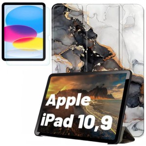 Etui + Szkło do Apple iPad 10.9" gen 10 2022 / iPad 11" gen 11 2025 obudowa na tablet Alogy Book Case Cloudy Marble Marmur