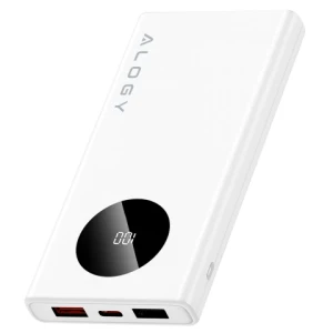 PowerBank 10000mAh z Technologią PD 120W, Szybkie Ładowanie PowerDelivery, Porty 2x USB-A i 1x USB-C, Wysoka Moc i Kompaktowy Design, Alogy TurboCharge™ - Biały