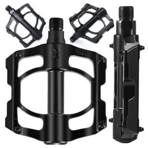 Pedały rowerowe Alogy do roweru szosowego i górskiego platformowe MTB aluminiowe komplet 2szt Aluminium z potrójnym łożyskiem Czarne