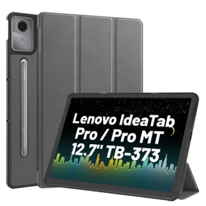 Etui do Lenovo IdeaTab Pro / Pro MT 12.7" TB-373, Ochronne z Klapką i Miejscem na Rysik, Składana Okładka Bumper, Alogy BookGuard™ - Szare