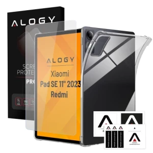 Etui Ochronne do Redmi Pad SE 11" 2023, Wzmocnione Narożniki, Smukłe i Lekkie, Antywstrząsowe ShockProof, Alogy FlexiShield™ - Przezroczyste + SZKŁO HARTOWANE