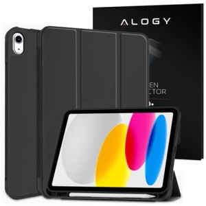 Etui ochronne Alogy Book Cover Pencil Case obudowa z miejscem na rysik do Apple iPad 11gen 11 2025 / 10gen 10.9 2022 Czarne + Szkło