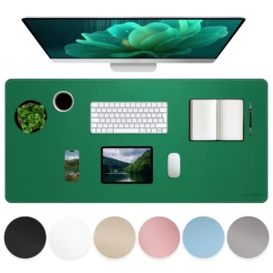 Podkładka na biurko 100×50 cm - antypoślizgowa mata ochronna z eleganckiej ekoskóry PU, pod mysz i klawiaturę, stylowa i trwała - Alogy WorkMat™ Zielona