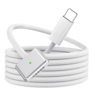 Kabel zasilający USB-C do MagSafe 3 - szybkie ładowanie 140W, przewód 2 m, do Apple MacBook, wytrzymały i bezpieczny - Alogy PowerLink™ Biały