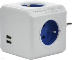 PowerCube Original USB kostka zasilająca 4 gniazda 2x USB niebieska