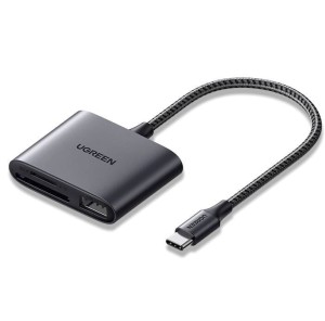 Czytnik kart UGREEN CM387 USB-C SD/microSD + USB (czarny)