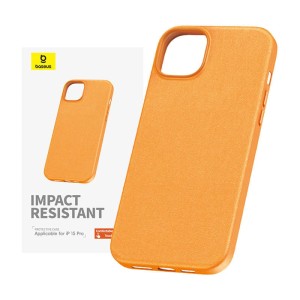 Etui BASEUS Fauxther Series do iPhone 15 Pro Max (pomarańczowe)