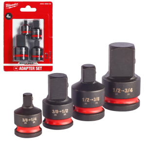 Zestaw adapterów udarowych do nasadek - 4 szt 1/4'' 3/8'' 1/2'' MILWAUKEE