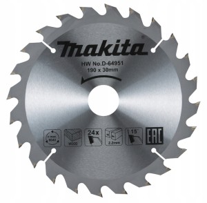 Tarcza tnąca, Standard T.C.T, 190 x 30 mm, 24Z, do drewna MAKITA